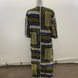 Violet Sky Women's S Bathing Suit Beach Cover Blue and Yellow Funky Patterns Long with Tie Tight NWT Size Small