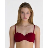 Easy Solution Women's Push Up Bra Size 34B Red Lace Trim Nylon Blend
