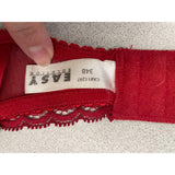 Easy Solution Women's Push Up Bra Size 34B Red Lace Trim Nylon Blend