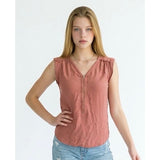 Suzy Shier Women's XS Dusty Rose High Low Sheer 1/2 Zip Blouse Polyester V Neck Top