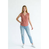 Suzy Shier Women's XS Dusty Rose High Low Sheer 1/2 Zip Blouse Polyester V Neck Top