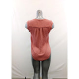 Suzy Shier Women's XS Dusty Rose High Low Sheer 1/2 Zip Blouse Polyester V Neck Top
