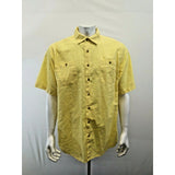 Denver Hayes Mens 2XL Modern Fit Yellow Linen/Cotton Button Up Shirt