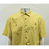 Denver Hayes Mens 2XL Modern Fit Yellow Linen/Cotton Button Up Shirt