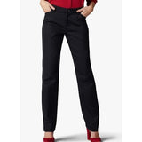 Lee Womens Wrinkle Free Relaxed Straight Leg Pant Size 8 Medium Black 104637501