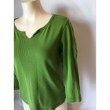 Tommy Hilfiger Women's Green Long Sleeve V Neck Shirt Size Large