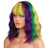 BERON 14 Inches Mardi Gras Costume Wig with Bangs