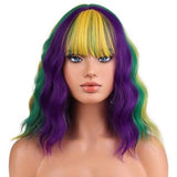 BERON 14 Inches Mardi Gras Costume Wig with Bangs