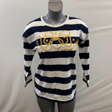 La Chine Knitwear by Galinda Wang Women's Blue, White and Gold Nautical Top Cotton Blend Size Medium La Chine Tops