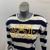 La Chine Knitwear by Galinda Wang Women's Blue, White and Gold Nautical Top Cotton Blend Size Medium La Chine Tops