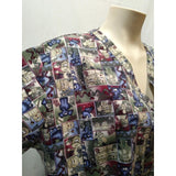 On Que Lac-Mac Women's Animal Print V Neck Short Sleeve Medical Scrub Top Size M