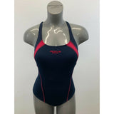 Roots Swim Women's Blue Pink Stretch Criss Cross Straps Bathing Suit