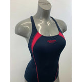 Roots Swim Women's Blue Pink Stretch Criss Cross Straps Bathing Suit