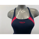Roots Swim Women's Blue Pink Stretch Criss Cross Straps Bathing Suit