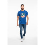 Landshark Lager Men's Graphic T Shirt Size Large Blue Crew Neck Cotton Blend Tee