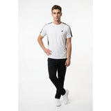 Prince Men's Polyester Short Sleeve Crew Neck White Black Athletic Shirt Size M