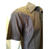 Jones New York Men's Small Short Sleeve Mercerized Cotton Brown Button Up Shirt