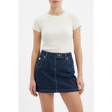 Liquid X Denim Mini Skirt Size 3/4 Stretch Cotton Blend Pockets Blue Jean