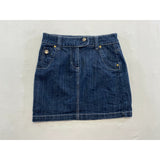 Liquid X Denim Mini Skirt Size 3/4 Stretch Cotton Blend Pockets Blue Jean