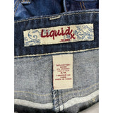Liquid X Denim Mini Skirt Size 3/4 Stretch Cotton Blend Pockets Blue Jean