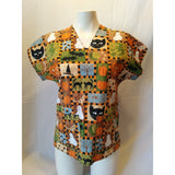 Halloween Theme V Neck Short Sleeve Women's Medical Scrub Top
