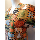 Halloween Theme V Neck Short Sleeve Women's Medical Scrub Top