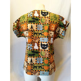 Halloween Theme V Neck Short Sleeve Women's Medical Scrub Top