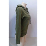 America Eagle Green Long Sleeve V Neck Women's Hooded Sweatshirt Size Small