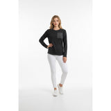 Silver Jeans Co. Shirt Girls Size Large 12/14 Black Gray Striped Long Sleeve Cre