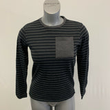 Silver Jeans Co. Shirt Girls Size Large 12/14 Black Gray Striped Long Sleeve Cre