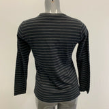 Silver Jeans Co. Shirt Girls Size Large 12/14 Black Gray Striped Long Sleeve Cre