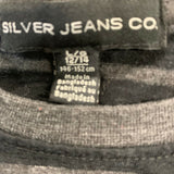 Silver Jeans Co. Shirt Girls Size Large 12/14 Black Gray Striped Long Sleeve Cre