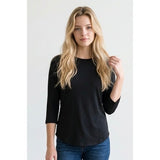 La Senza Women's Black 3/4 Sleeve Top Size Small Round Neck Polyester Blend Tee