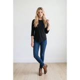 La Senza Women's Black 3/4 Sleeve Top Size Small Round Neck Polyester Blend Tee