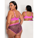 CURVY COUTURE #1311 Pink Leopard WOMEN'S SHEER MESH PLUS SIZE BRA 42H NWT