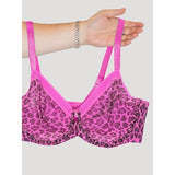 CURVY COUTURE #1311 Pink Leopard WOMEN'S SHEER MESH PLUS SIZE BRA 42H NWT