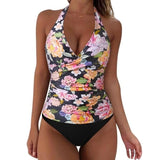 SUUKSESS Women Halter Tankini Bathing Suits Tummy Control 2 Piece Large NWOT