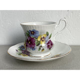 Royal Devon Teacup Saucer Set Bone China England Blue Purple Yellow Floral