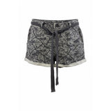 Lilka Jogger Shorts Women's Small Gray Patterned Tie Waist Cotton Blend High Rise