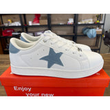 LUCKY STEP Star Low Top Sneaker White/Denim Blue Women's Size 11 NEW