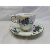 Colclough Teacup Saucer Set Purple Violets Bone China England