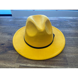 Fedora Hat, Yellow Feld Poly/Cotton NEW Medium