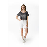 Victoria's Secret PINK Women's Small Cropped loose T shirt Gray Sequined