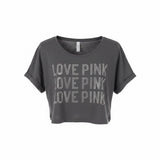 Victoria's Secret PINK Women's Small Cropped loose T shirt Gray Sequined