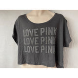 Victoria's Secret PINK Women's Small Cropped loose T shirt Gray Sequined