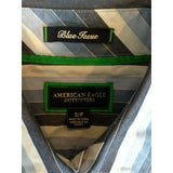 American Eagle Mens Blue Issue Size S Striped Long Sleeve Button Up Cotton Shirt