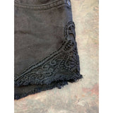Roxy Womens Size 30 shorts Black denim raw hem lace sides