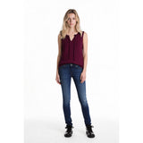 Banana Republic Women's M Top Maroon Sleeveless Tie Front Lacy Back Size Medium Rayon Blend
