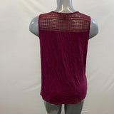 Banana Republic Women's M Top Maroon Sleeveless Tie Front Lacy Back Size Medium Rayon Blend