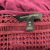Banana Republic Women's M Top Maroon Sleeveless Tie Front Lacy Back Size Medium Rayon Blend